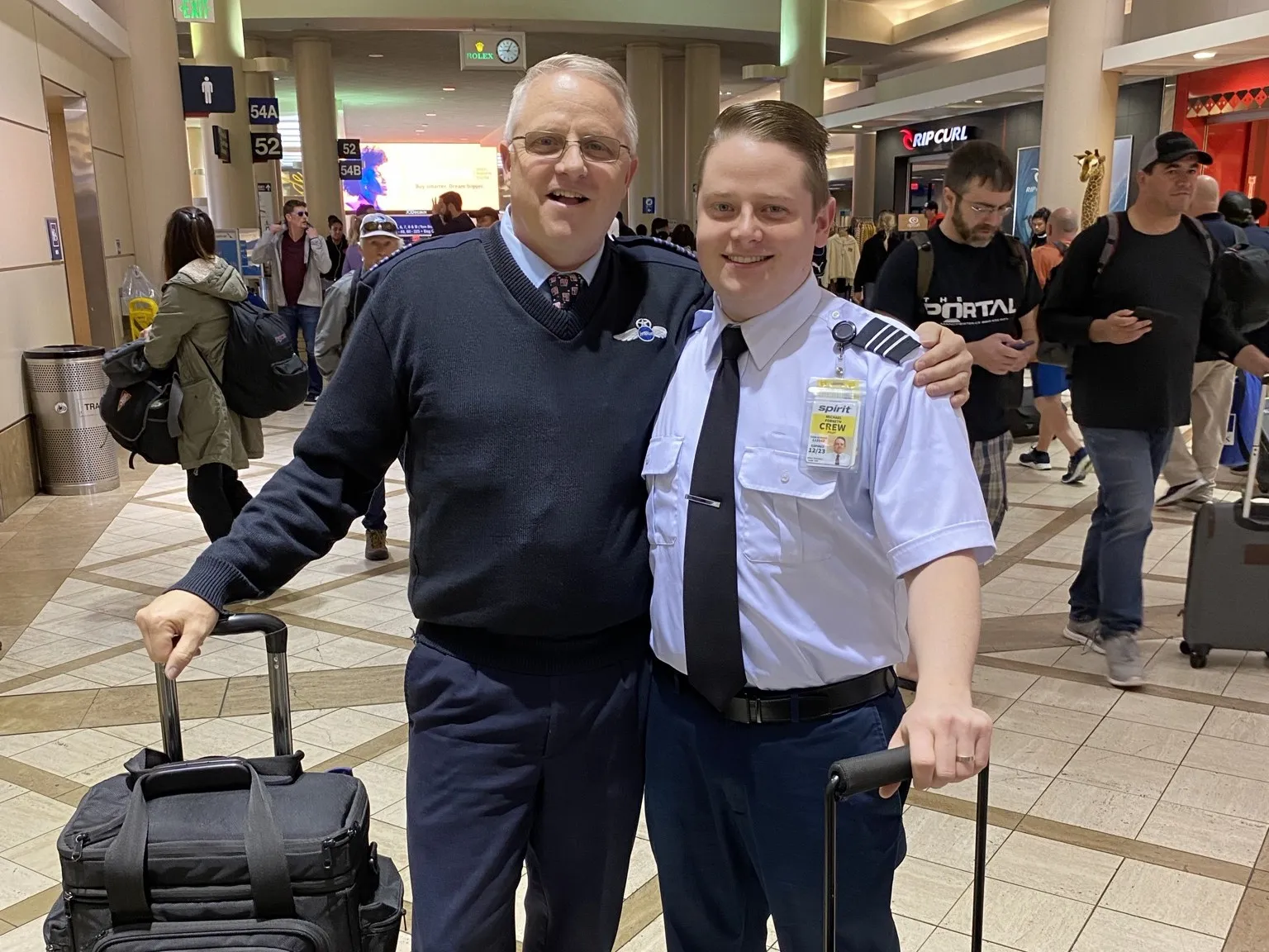 Michael Forseth with his father at Los Angeles International Airport
