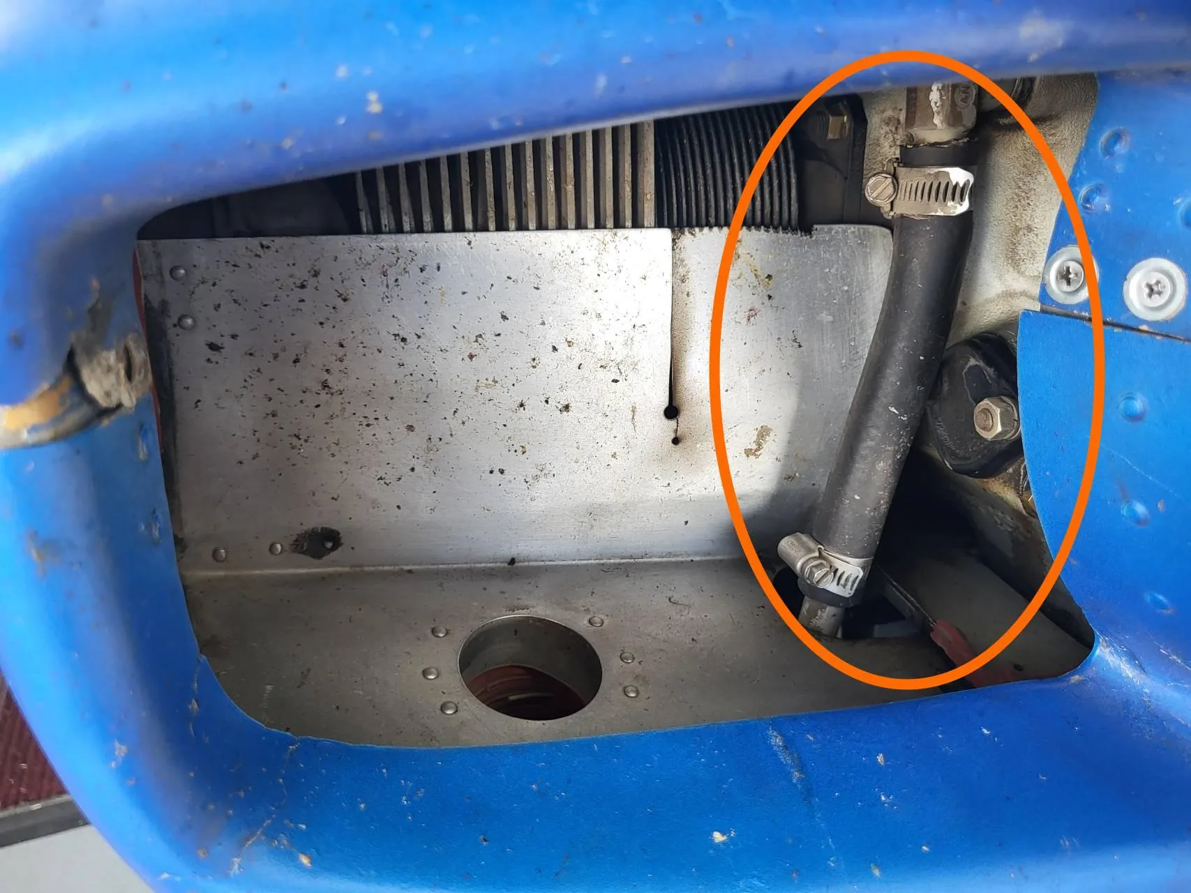Aircraft engine crankcase breather line