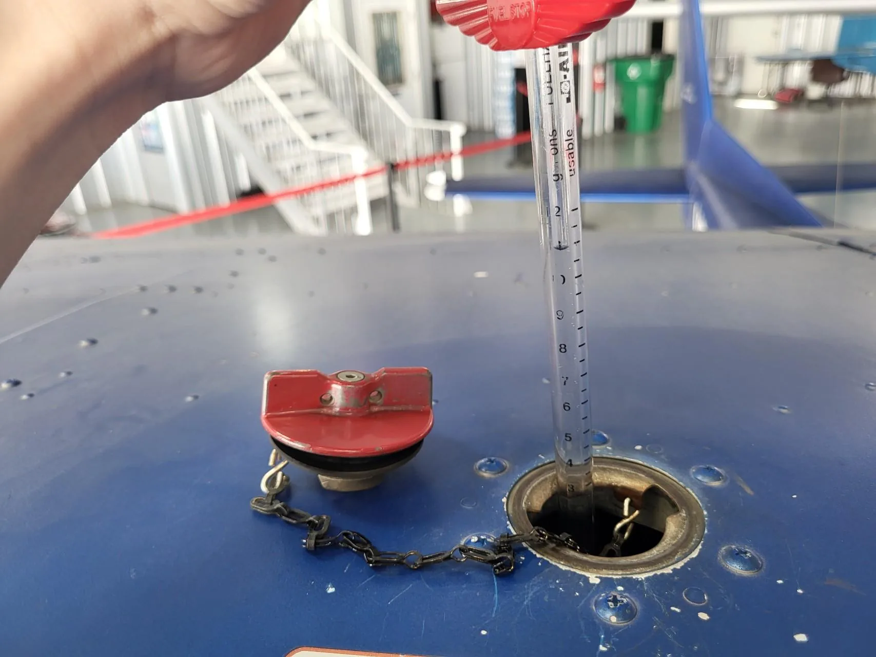 Calibrated aircraft fuel dipstick